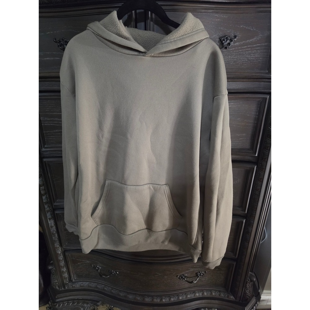 Faith Over Fear Psalm 56:3 Hoodie Tan Khaki Fleece Lined Pullover Size L